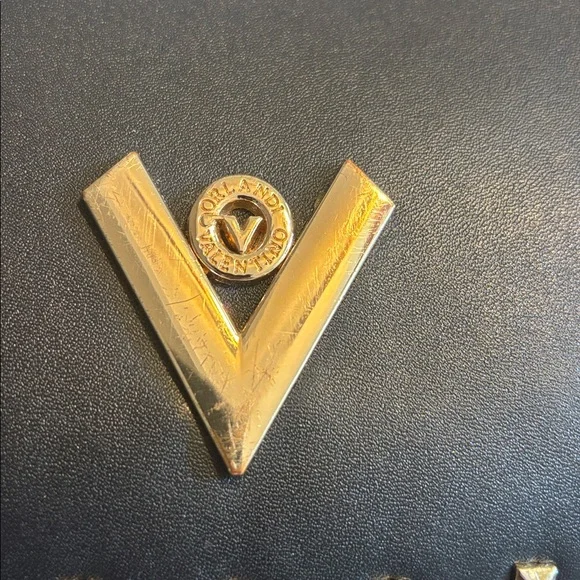 Valentino Orlandi Black Hobo with Gold Studs and V Emblem - Picture 3 of 3